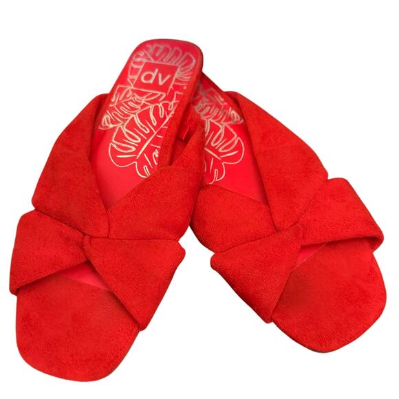 DV By Dolce Vita Addie Microsuede red Knotted Slide Sandals Women Size 8 shoe - Picture 4 of 5
